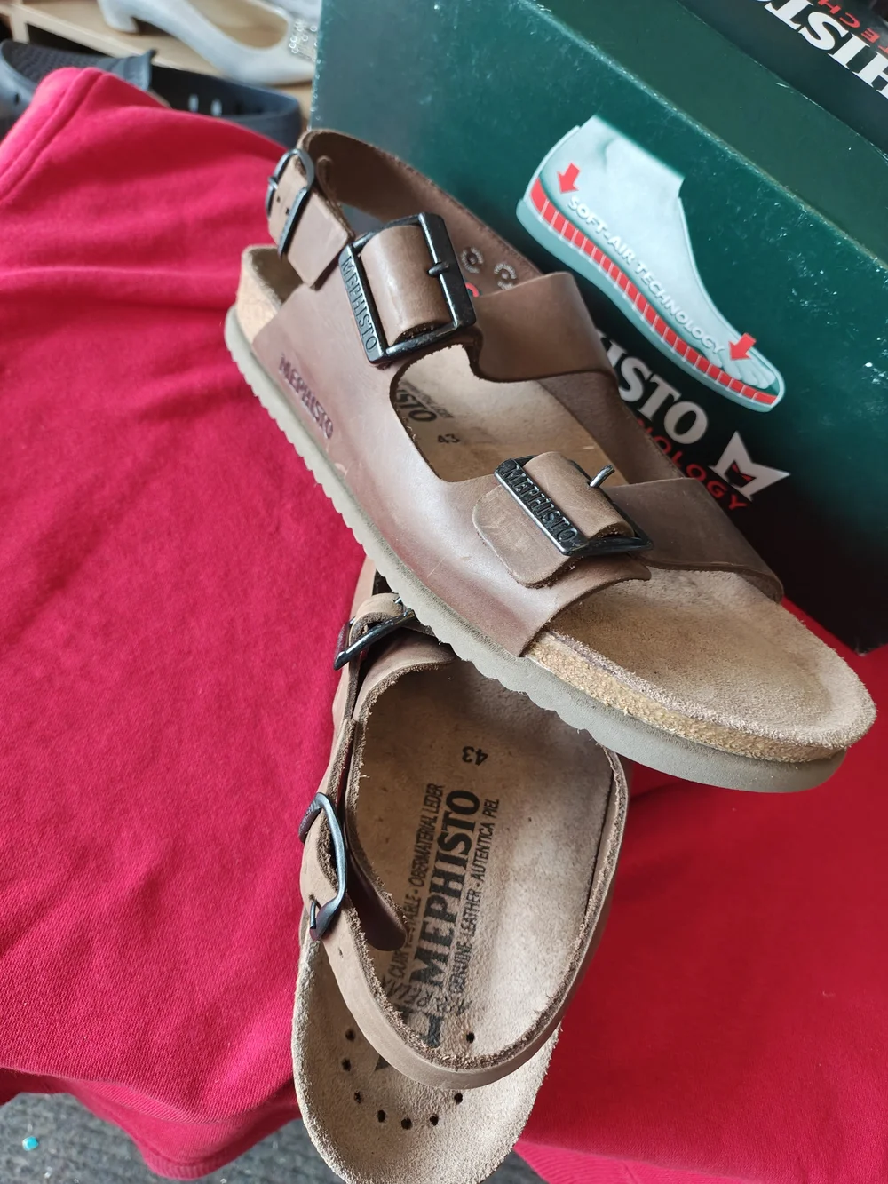 Mephisto Brown Leather Men's Buckle Sandals 9